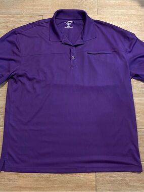 Reel Legends Men's XL Purple Solid Short Sleeve Polo Pocket Vented Fishing Logo